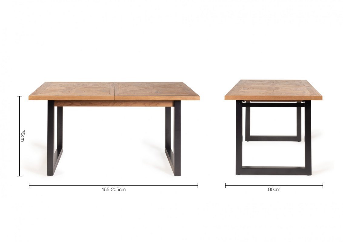 Lowry - Rustic Oak 4-6 Seater Extendable Dining Table Specification