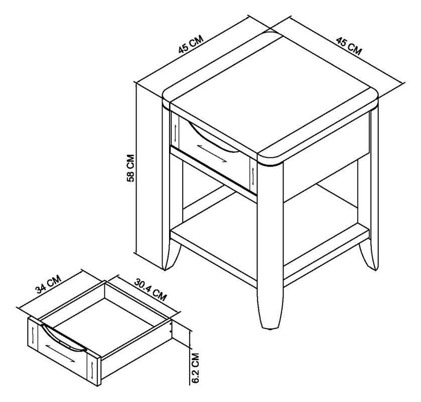 Rushbury - Oak Lamp Table Specification