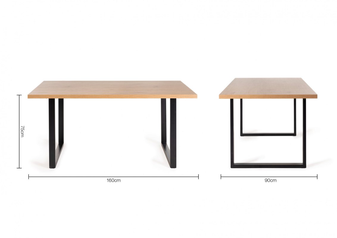 Ramsay - U Leg Oak Effect 6 Seater Dining Table & 6 Blue Velvet Mondrian Dining Chairs Specification