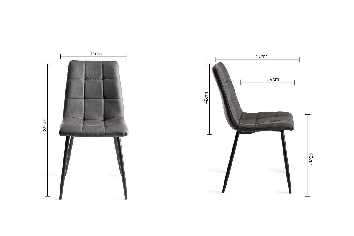 Ramsay - X Leg Oak Effect 6 Seater Dining Table & 6 Dark Grey Faux Leather Mondrian Dining Chairs Specification