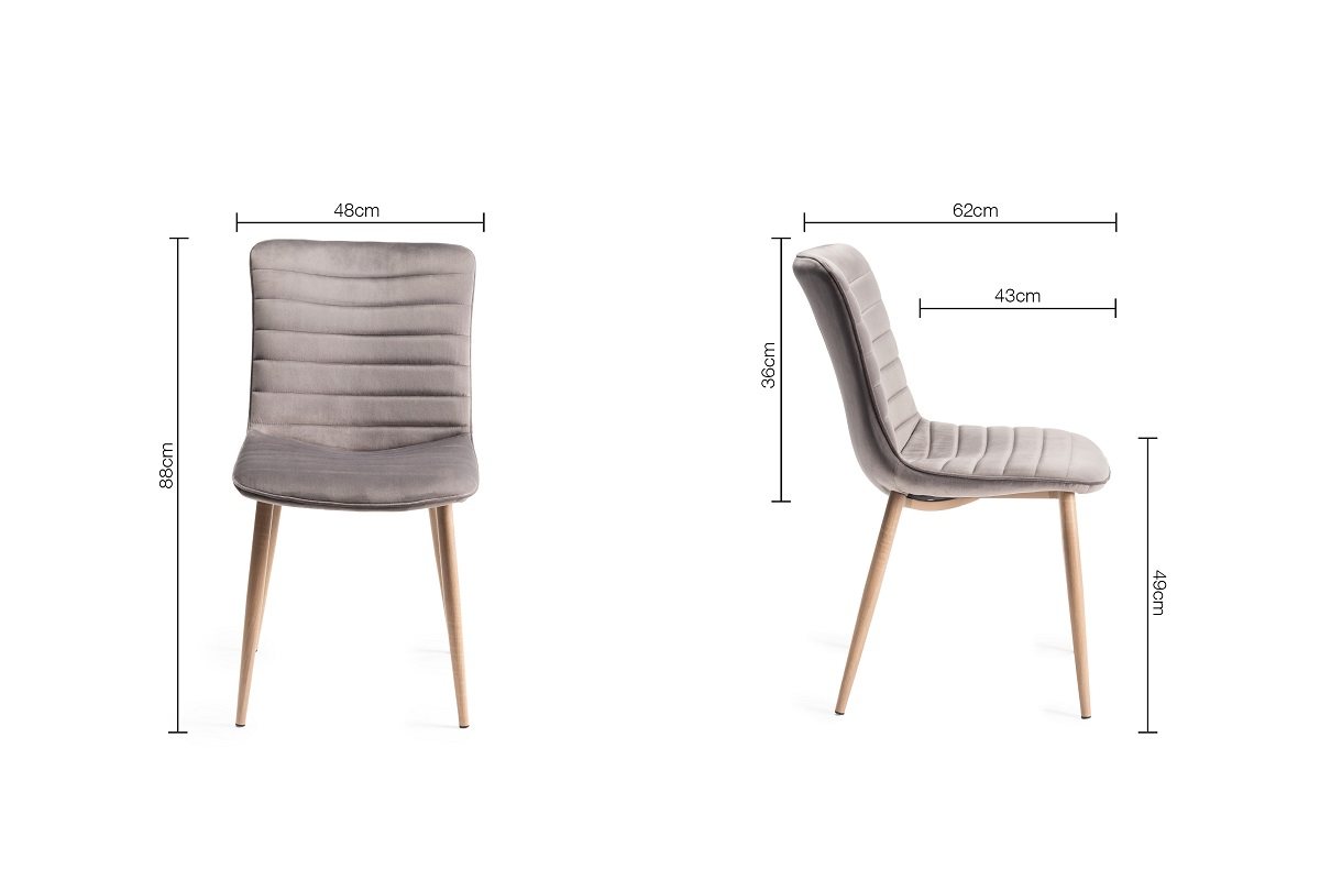 Hopper - Scandi Oak 6-8 Seater Extendable Table & 6 Grey Velvet Eriksen Dining Chairs Specification