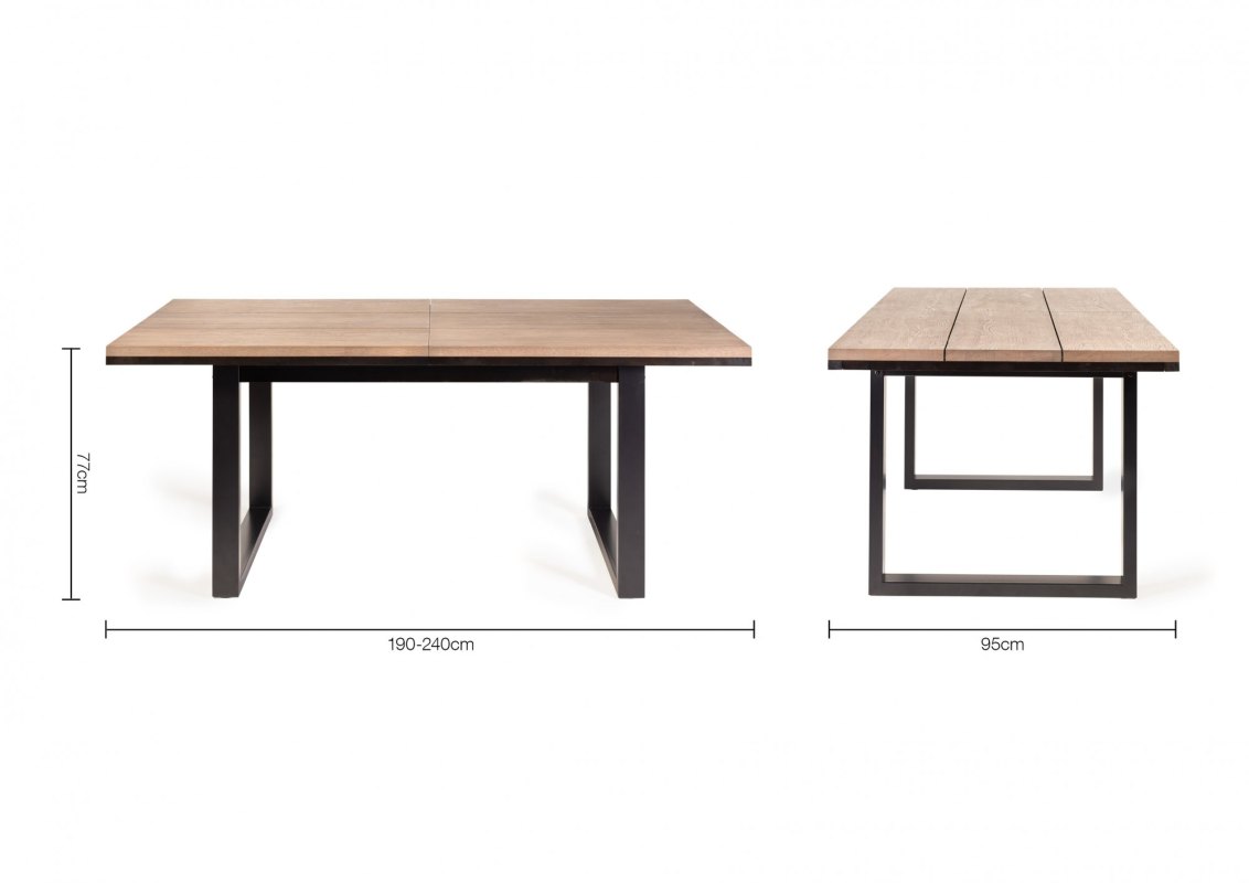 Turner - Weathered Oak 6-8 Seater Extendable Table & 6 Tan Faux Suede Seurat Dining Chairs Specification