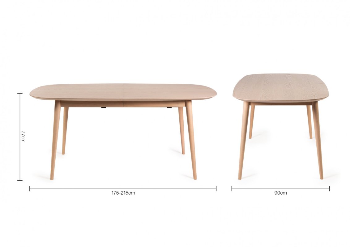 Johansen - Scandi Oak 6-8 Seater Extendable Dining Table & 6 Grey Faux Leather Mondrian Dining Chair Specification