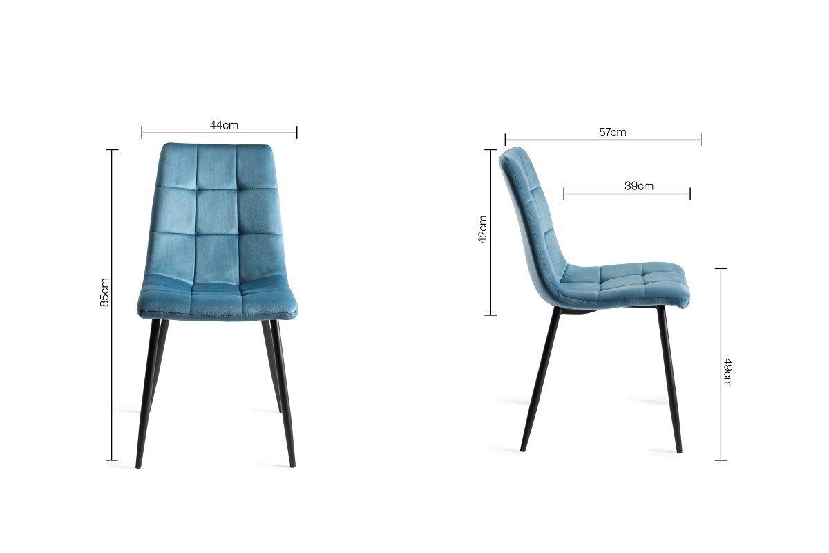 Johansen - Scandi Oak 6-8 Seater Extendable Table & 6 Blue Velvet Mondrian Dining Chairs Specification