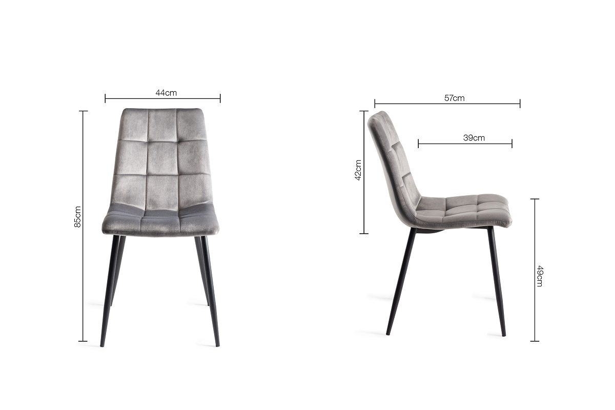 Johansen - Scandi Oak 6-8 Seater Extendable Table & 6 Grey Velvet Mondrian Dining Chairs Specification