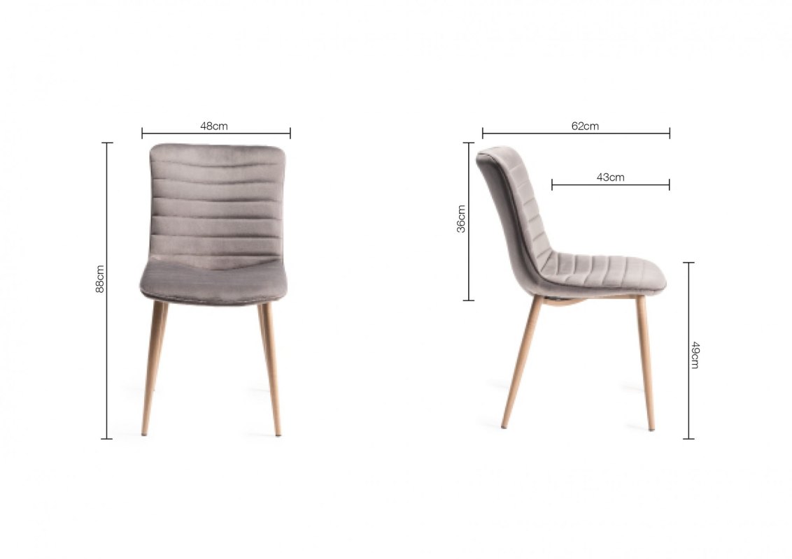 Johansen - Scandi Oak 6-8 Seater Extendable Table & 6 Grey Velvet Eriksen Dining Chairs Specification