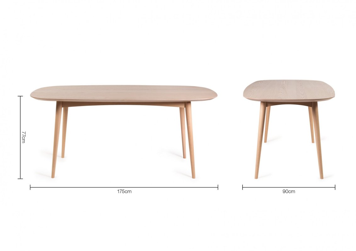 Johansen - Scandi Oak 6 Seater Dining Table & 6 Dark Grey Faux Leather Mondrian Dining Chairs Specification