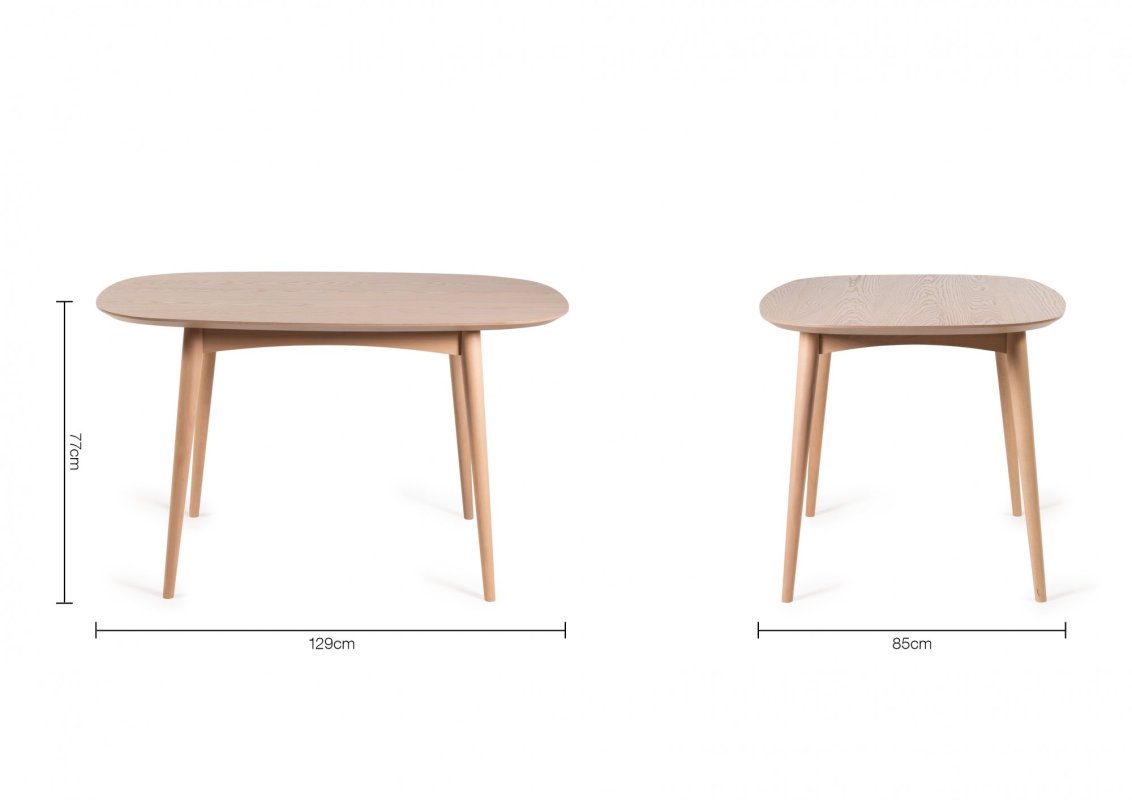 Johansen - Scandi Oak 4 Seater Dining Table & 4 Mustard Velvet Mondrian Dining Chairs Specification