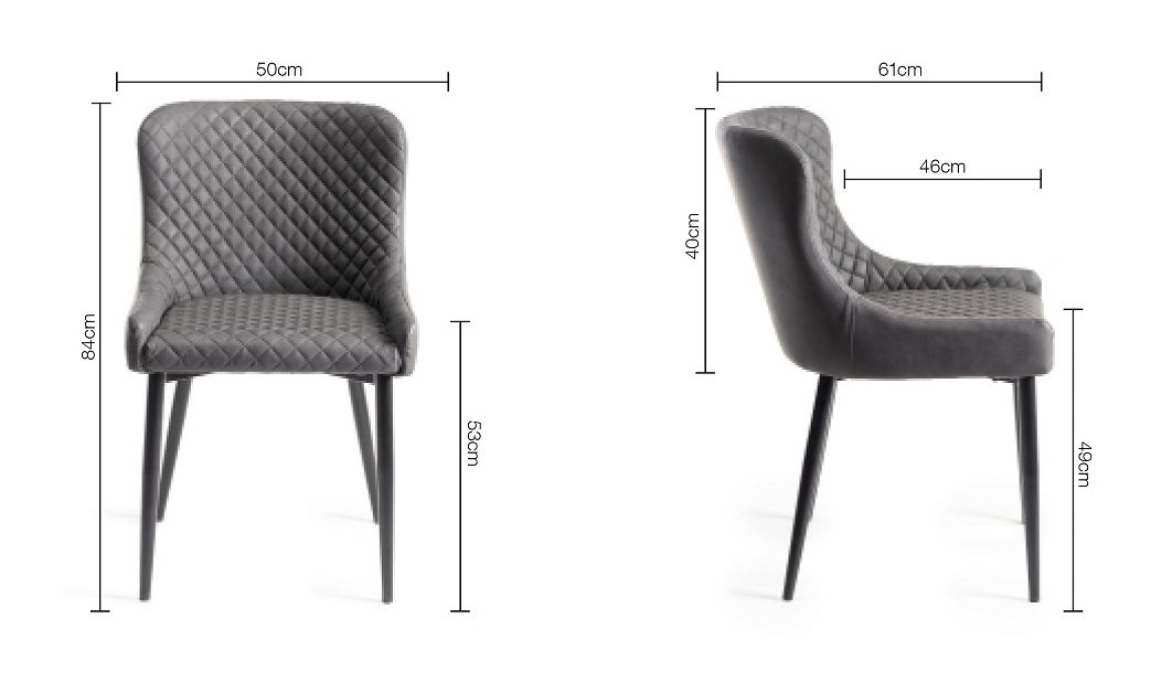 Cezanne - Dining Chair in Dark Grey Faux Leather (Pair) Specification