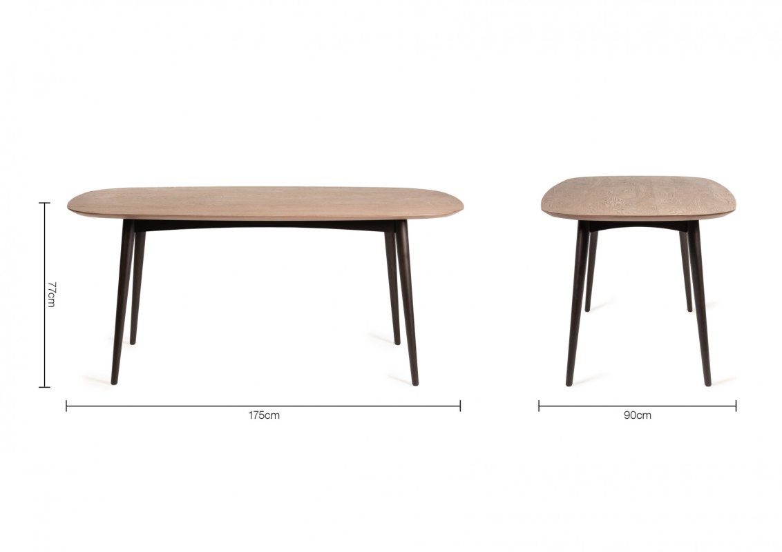 Tuxen - Weathered Oak 6 Seater Dining Table & 6 Grey Velvet Mondrian Dining Chairs Specification