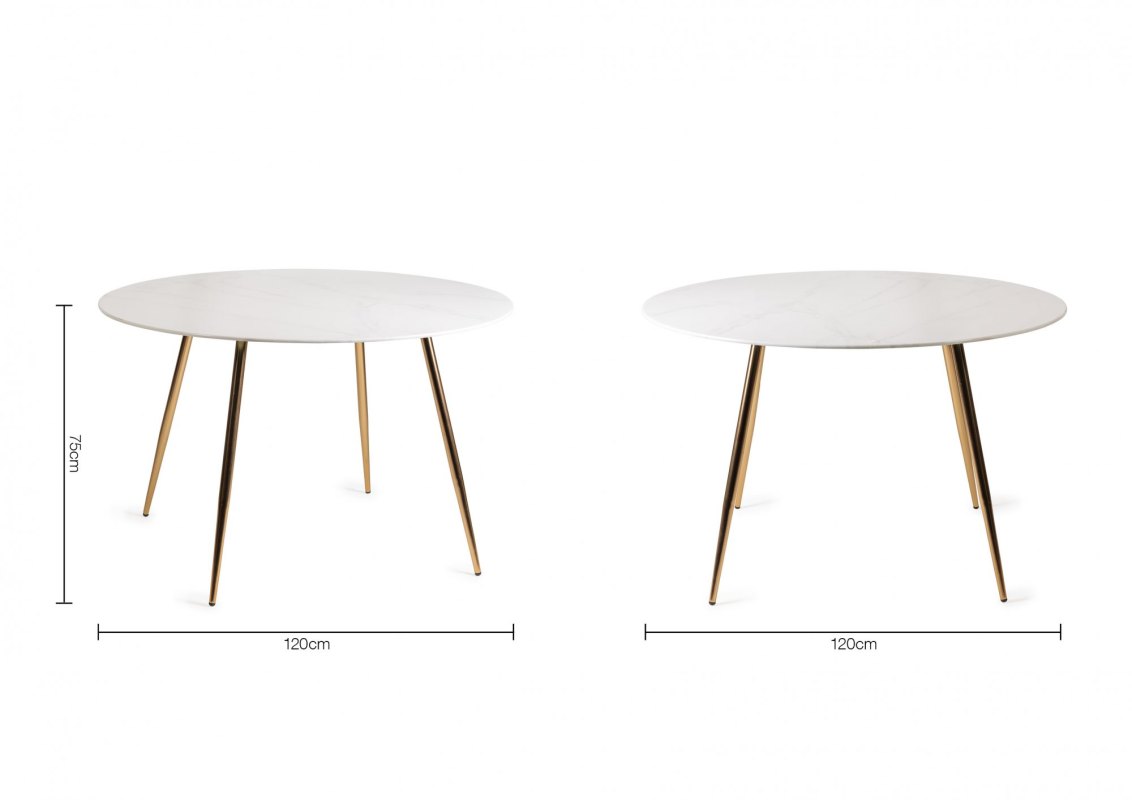 Francesca - White Ceramic 4 Seater Circular Dining Table Specification