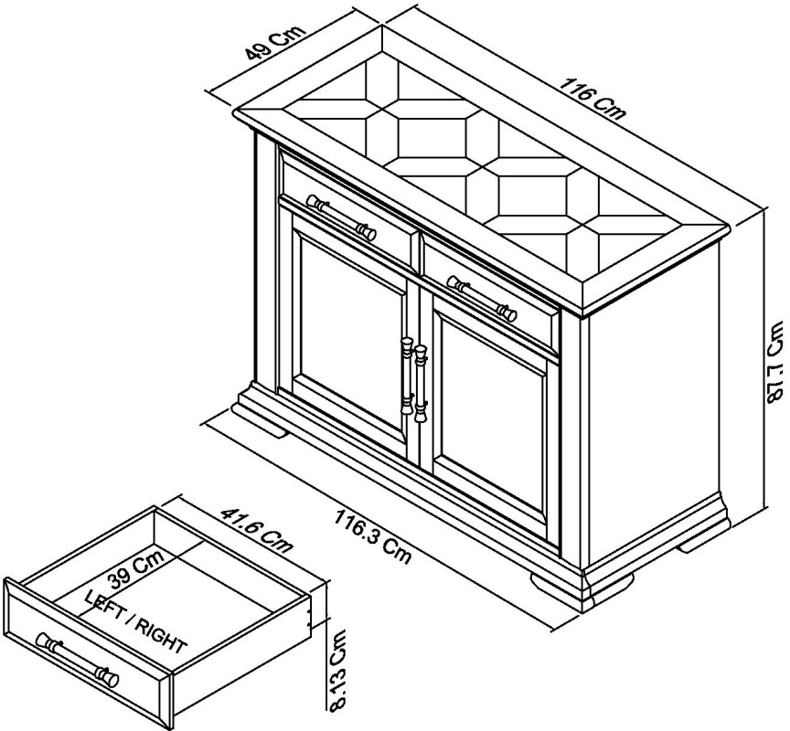 Rivera - Two Tone Narrow Sideboard Specification