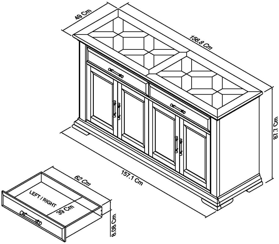 Rivera - Two Tone Wide Sideboard Specification