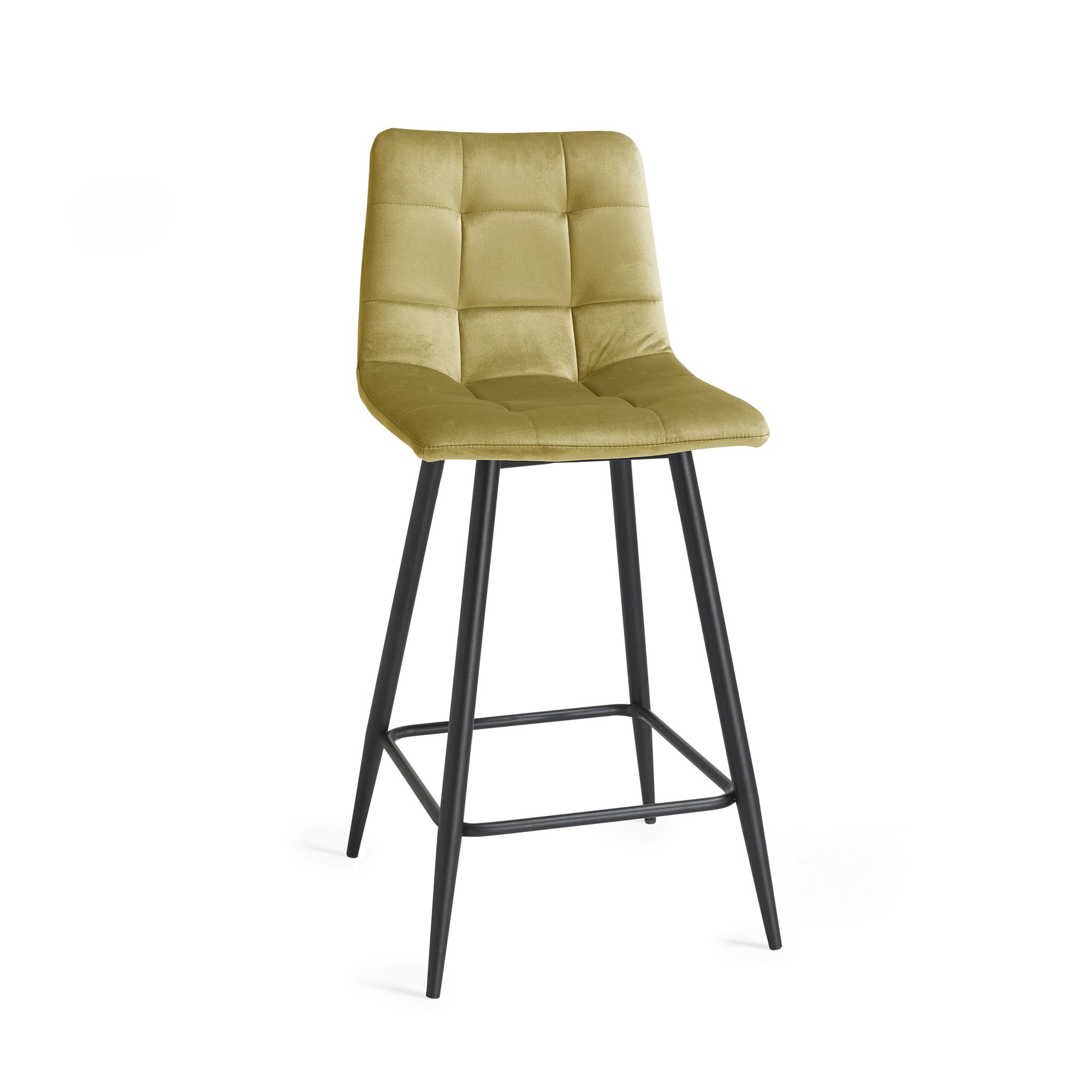 Mondrian Mustard Velvet Fabric Bar Stools With Black Legs - Bar Stools ...