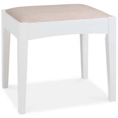 Colman - White Vanity Stool in Linen Fabric Colman - White Vanity Stool in Linen Fabric