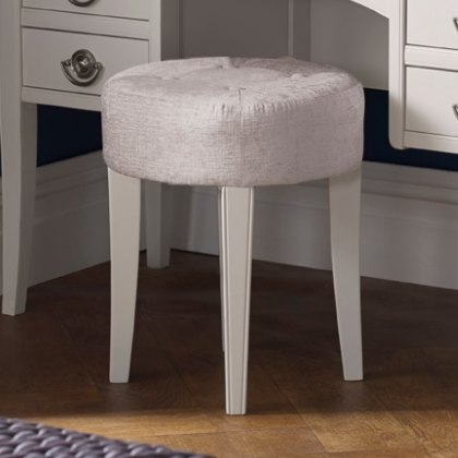 Venet - White Vanity Stool in Grey Fabric Venet - White Vanity Stool in Grey Fabric