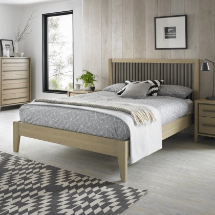 Rimini Aged Oak & Weathered Oak Slatted Bedstead King 150cm