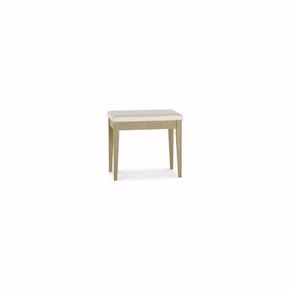 Rimini Aged Oak Stool - Ivory Bonded Leather