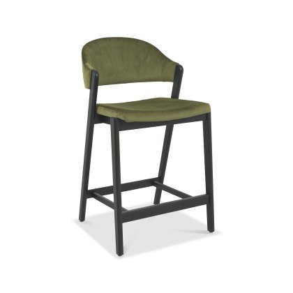 Rosen Peppercorn Upholstered Bar Stool in a Cedar Velvet Fabric (Single)