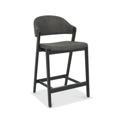 Rosen Peppercorn Upholstered Bar Stool in a Dark Grey Fabric (Single)