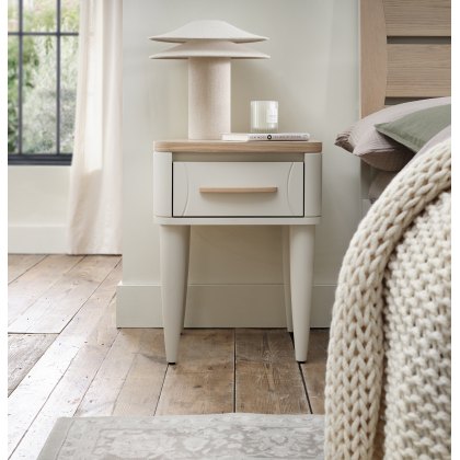 Norman Scandi Oak & Soft Grey 1 Drawer Nightstand