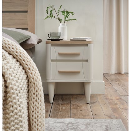 Norman Scandi Oak & Soft Grey 2 Drawer Nightstand