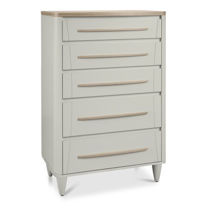 Norman Scandi Oak & Soft Grey 5 Drawer Chest