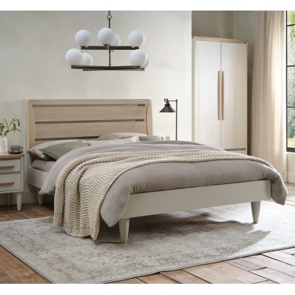 Norman Scandi Oak & Soft Grey Slatted Bedstead Double 135cm