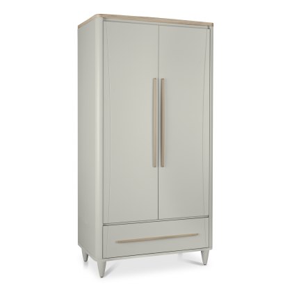 Norman Scandi Oak & Soft Grey Double Wardrobe