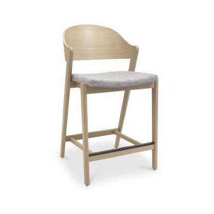 Astra - Scandi Oak Bar Stool in Grey Fabric Astra - Scandi Oak Bar Stool in Grey Fabric