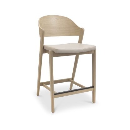 Astra - Scandi Oak Bar Stool in Ivory Bonded Leather Astra - Scandi Oak Bar Stool in Ivory Bonded Leather