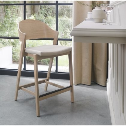 Astra - Scandi Oak Bar Stool in Ivory Bonded Leather Astra - Scandi Oak Bar Stool in Ivory Bonded Leather