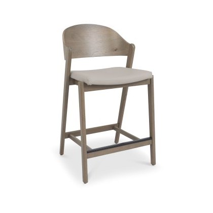 Astra - Grey Oiled Oak Bar Stool in Grey Bonded Leather Astra - Grey Oiled Oak Bar Stool in Grey Bonded Leather