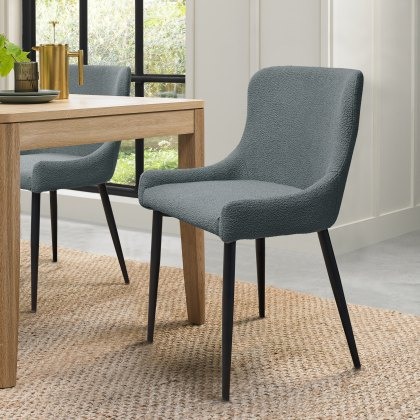 Rubens - Dining Chair in Blue Boucle Fabric (Pair) Rubens - Dining Chair in Blue Boucle Fabric (Pair)