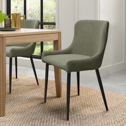 Rubens - Dining Chair in Green Boucle Fabric (Pair) Rubens - Dining Chair in Green Boucle Fabric (Pair)