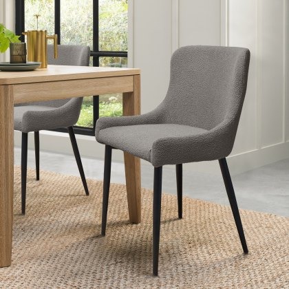 Rubens - Dining Chair in Grey Boucle Fabric (Pair) Rubens - Dining Chair in Grey Boucle Fabric (Pair)
