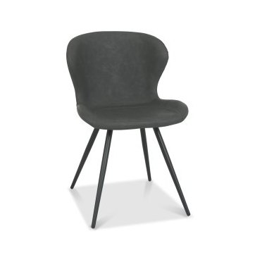 Arlo - Dining Chair in Dark Grey Vintage Faux Leather (Pair) Arlo - Dining Chair in Dark Grey Vintage Faux Leather (Pair)