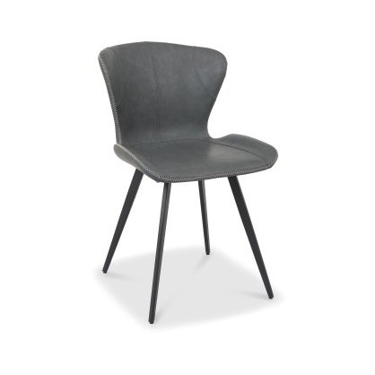 Garcia - Dining Chair in Dark Grey Vintage Faux Leather (Pair) Garcia - Dining Chair in Dark Grey Vintage Faux Leather (Pair)