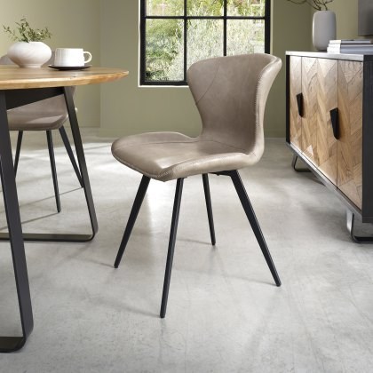 Garcia - Dining Chair in Stone Vintage Faux Leather (Pair) Garcia - Dining Chair in Stone Vintage Faux Leather (Pair)