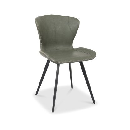 Garcia - Dining Chair in Olive Vintage Faux Leather (Pair) Garcia - Dining Chair in Olive Vintage Faux Leather (Pair)