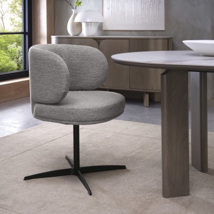 Marcel - Swivel Dining Chair in Light Grey Boucle Fabric (Pair) Marcel - Swivel Dining Chair in Light Grey Boucle Fabric (Pair)