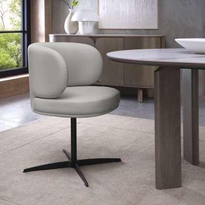 Marcel - Swivel Dining Chair in Light Grey Faux Leather (Pair) Marcel - Swivel Dining Chair in Light Grey Faux Leather (Pair)