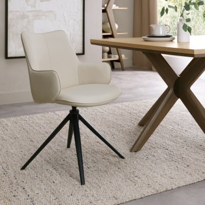 Rowan - Swivel Chair in Ivory Faux Leather Rowan - Swivel Chair in Ivory Faux Leather