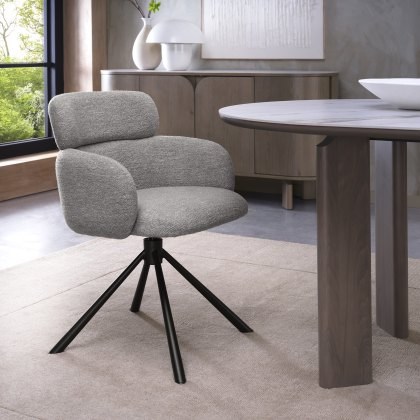 Hudson - Swivel Chair in Light Grey Boucle Fabric Hudson - Swivel Chair in Light Grey Boucle Fabric