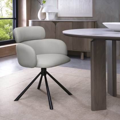 Hudson - Swivel Chair in Light Grey Faux Leather Hudson - Swivel Chair in Light Grey Faux Leather
