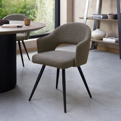 Sterling - Dining Chair in Brown Boucle Fabric (Pair) Sterling - Dining Chair in Brown Boucle Fabric (Pair)