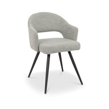 Sterling - Dining Chair in Light Grey Boucle Fabric (Pair) Sterling - Dining Chair in Light Grey Boucle Fabric (Pair)