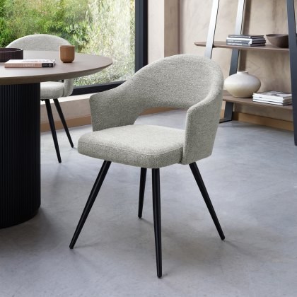 Sterling - Dining Chair in Light Grey Boucle Fabric (Pair) Sterling - Dining Chair in Light Grey Boucle Fabric (Pair)