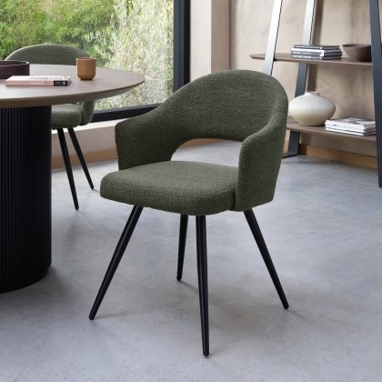 Sterling - Dining Chair in Green Boucle Fabric (Pair) Sterling - Dining Chair in Green Boucle Fabric (Pair)