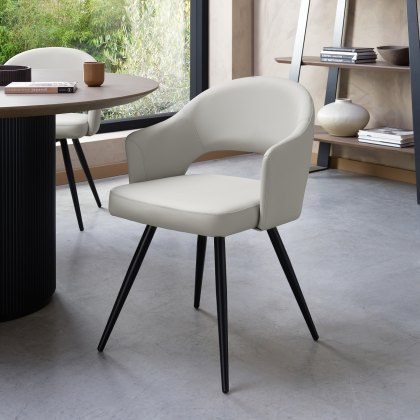 Sterling - Dining Chair in Light Grey Faux Leather (Pair) Sterling - Dining Chair in Light Grey Faux Leather (Pair)